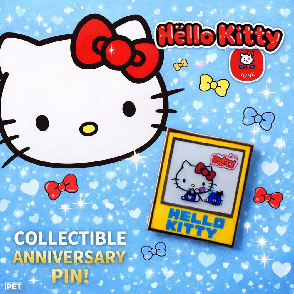 Hello Kitty Collectible 45th Anniversary Pin NEW
